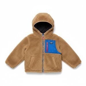Reversible OshKosh B'gosh Tan Sherpa Hooded Puffer with Blue Pocket